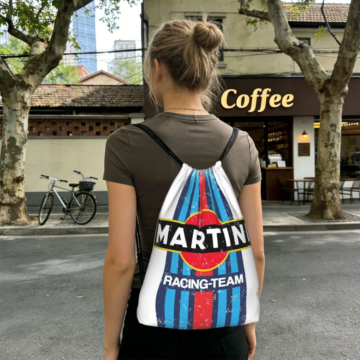Martinis Race Sportscar Motor Racing Backpacks Multi-function Drawstring Bags Sports Bag Book Bags for Man Woman Students