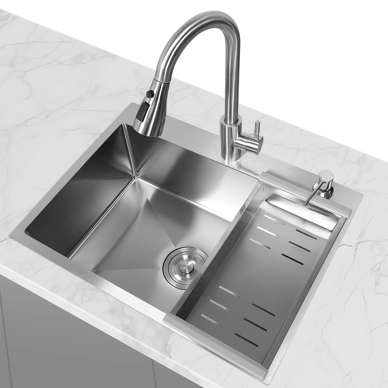

23.62 X 17.72 X 7.87 Inch Undermount Sink with Faucet and Multiple Accessories Stainless Steel Single Bowl Sink for Prep Kitchen
