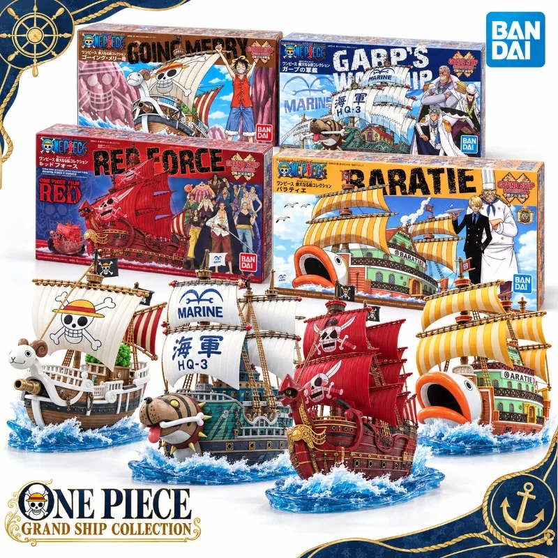 Genuine Bandai One Piece Grand Ship Collection Merry Garp Red Force Baratie Assembly Model Kits Anime Action Toy Gift For Boys