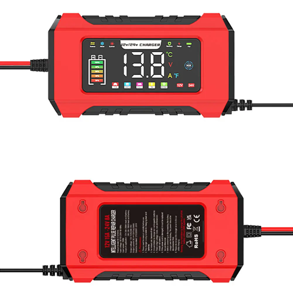 Car Battery Charger 2v15a/24v8a Battery Chargers Small Portable Fully Automatic Charger With Lcd Screen For Motorcycle view 6