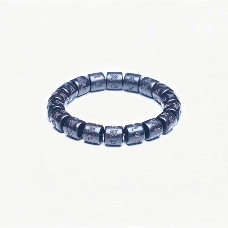 Natürliches Ebenholz Tibetisches Sechs-Wort-Mantra Tibetisches Buddhistisches Gebetsrad-Armband 12mmx12mm Universal – Detail 10
