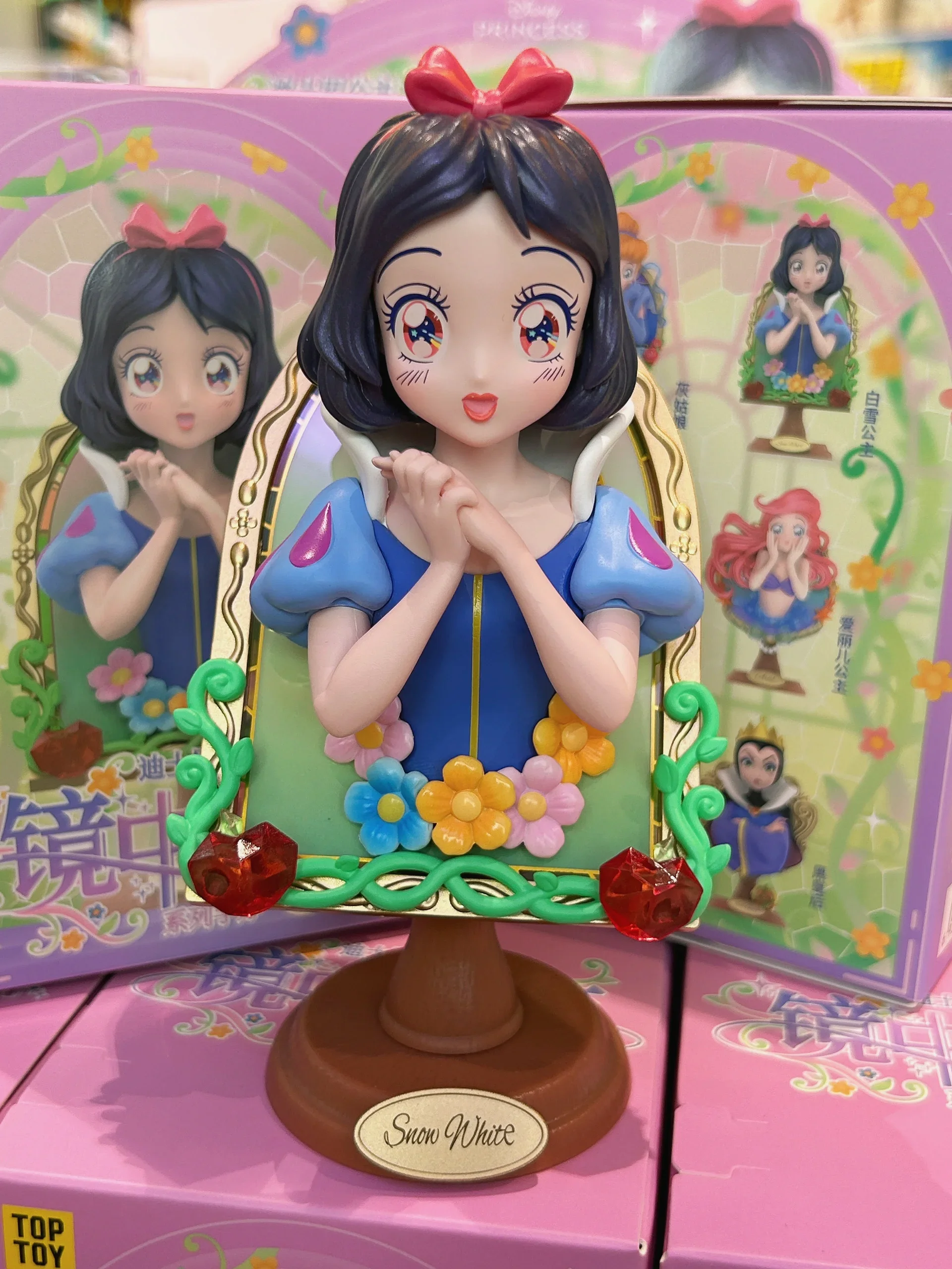 Disney Princess Blind Box In The Mirror Secret Language Series Anime Peripheral Figures Trendy Toy Doll Girl Heart Gifts