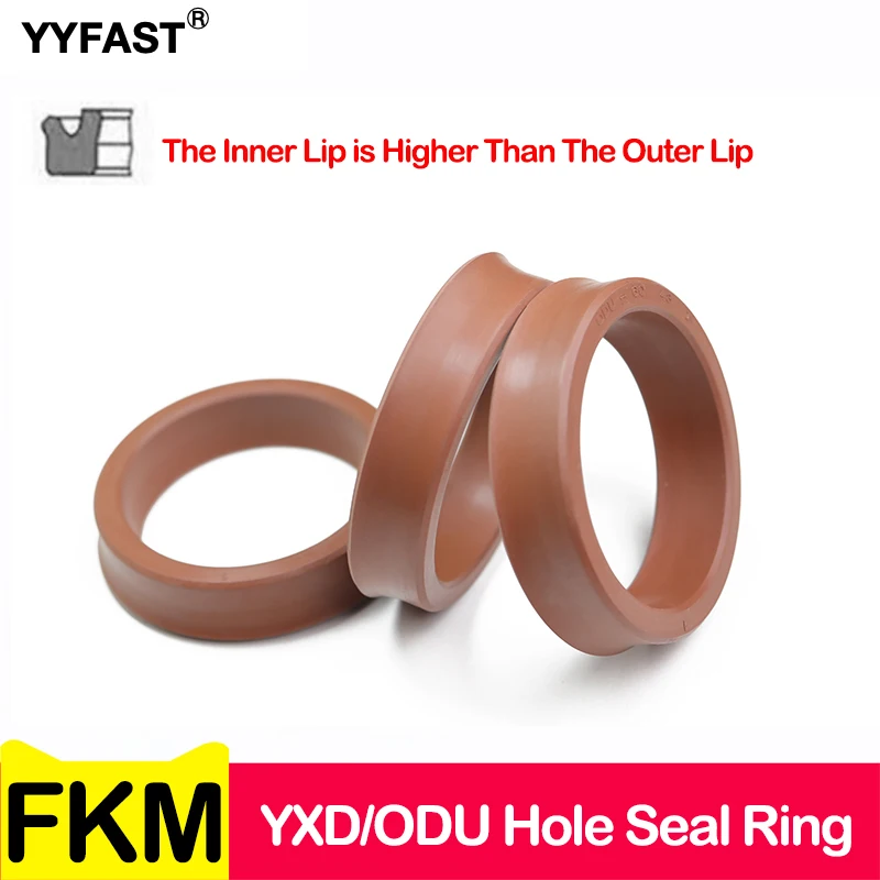 Fluorine Rubber YXD/ODU Hole Seal Ring, Pneumatic, Piston Seal, Hydraulic, Outer Diameter 12-400mm, Used to Seal The Piston Rod