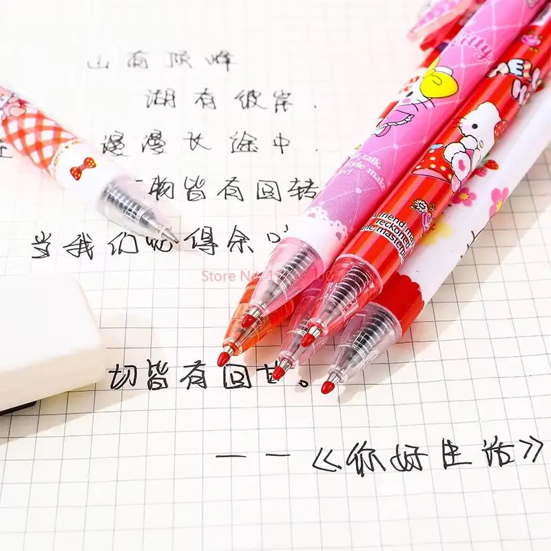 Creative Cute Cartoon Hello Kitty Acrylic Patch 0.5mm Press And Play Cartoon Design Gel Pen Student Supplies Signature Pen