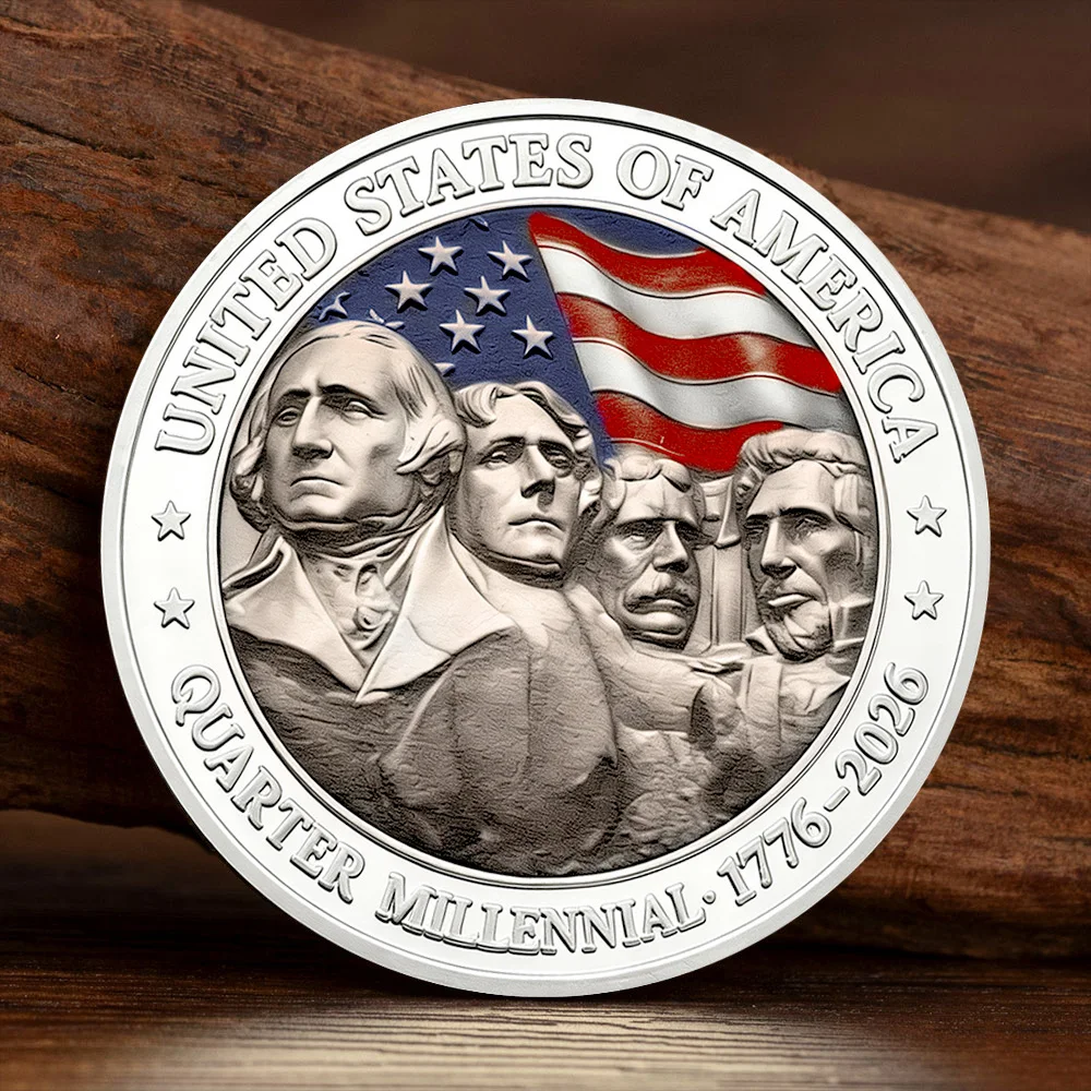 Quarter Miliennial 1776-2026 250th Anniversary Silvery Plated Souvenir Coin Celebrating 250 Years of Freedom Collection Coin