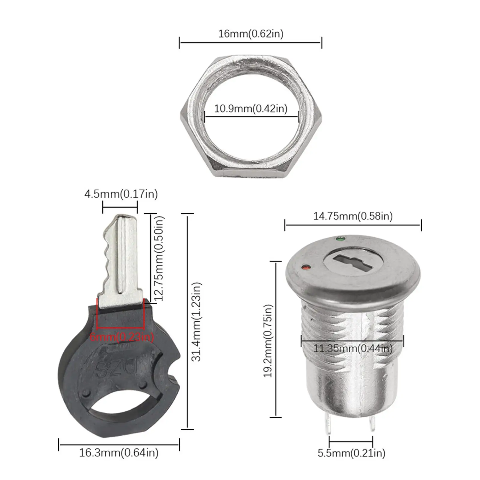 Secure Metal Electronic Key Switch ON OFF with 2 Keys Small Switch for Panel Equipment Access Control
