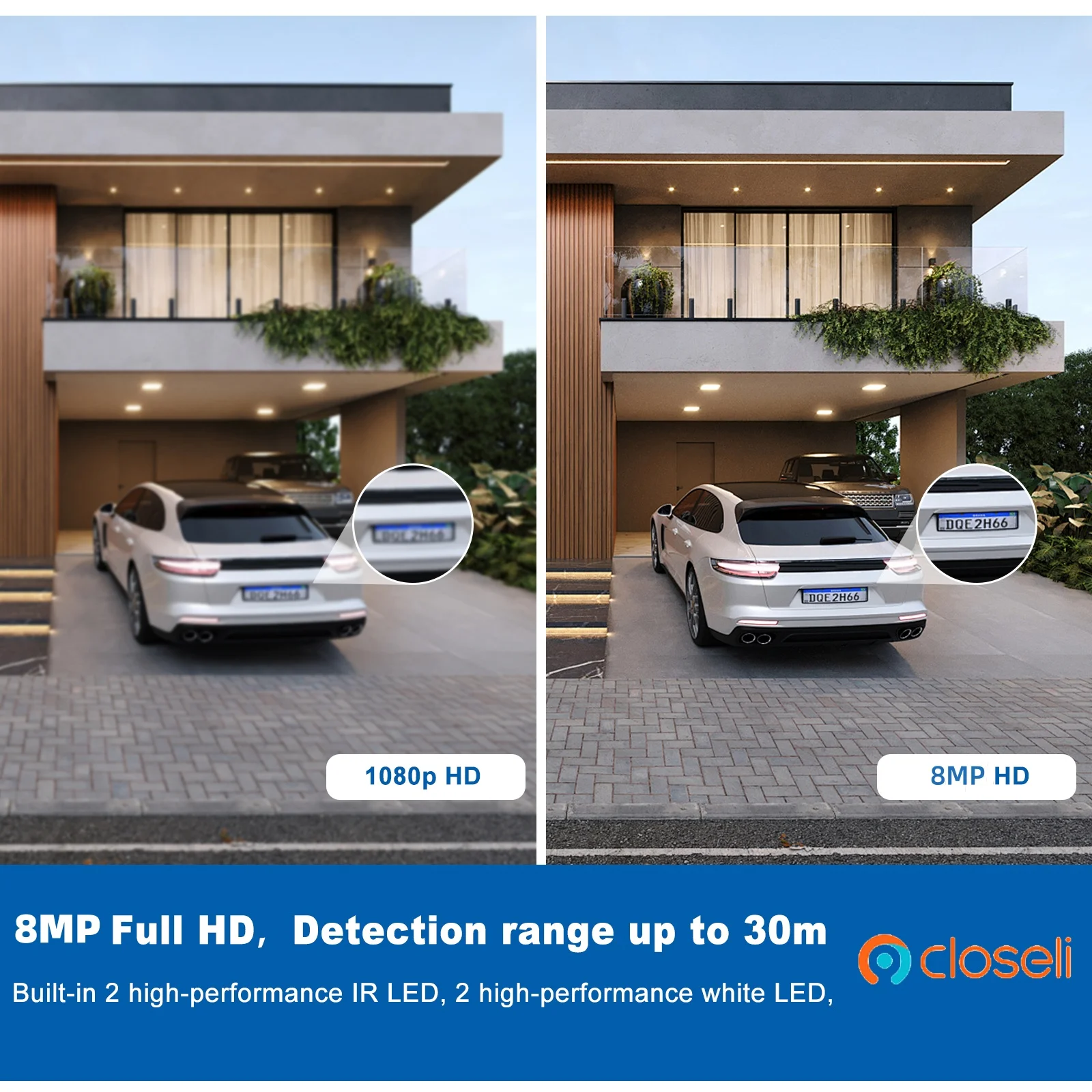 Closeli CD200 8MPกลางแจ้งWIFI IP66 กล้อง 360 ° การติดตามสมาร์ทการเฝ้าระวังความปลอดภัยNight Vision 2-Way Talkกล้องกันน้ํา