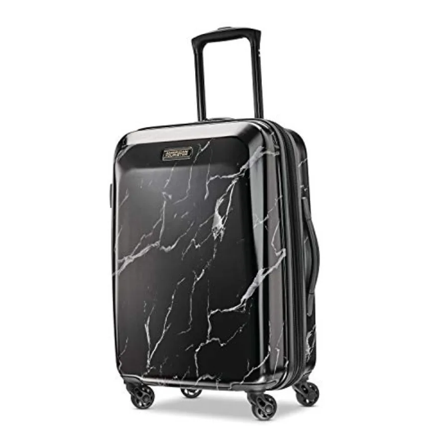 

American Tourister Moonlight Hardside Expandable Luggage with Spinner Wheels Black Marble Carry-On 21-Inch