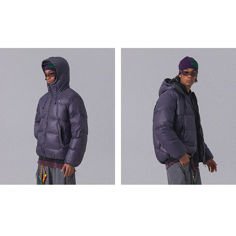 Outdoor Short Down Anorak - 90% Duck Down Packable Puffer with Magic Tape Closure & Contrast Zippers for Winter Adventures