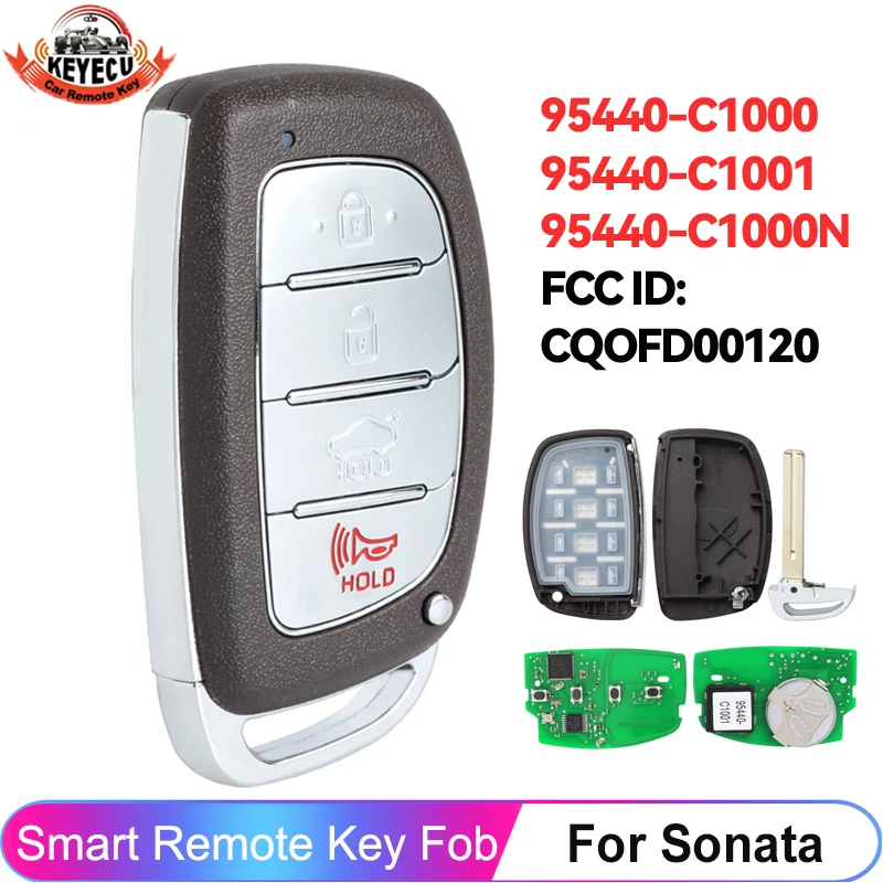 KEYECU 4 Buttons For Hyundai Sonata 2015 2016 2017 95440-C1001 95440-C1000 95440-C1000N Smart Key Remote 8A Chip 433MHz Fob