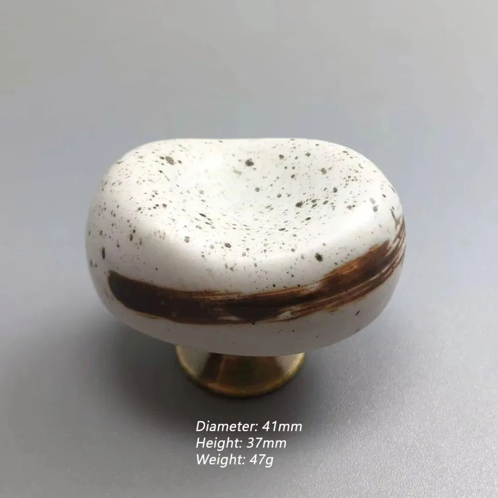 Vintage Ceramic Door Handles Single Hole Painted Finish Wardrobe Drawer Pulls Unique Shape DIY Installation