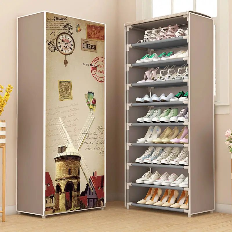 9 Layer Shoe Cabinets Nonwoven Fabric Dustproof Shoe Organizer Rack Simple Assemble Shoe Rack Home Furniture Storage Cabinet