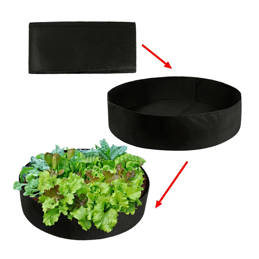 

1Pcs Black Felt Planting Bag Round Indoor Outdoor Gardening Pouch Durable Plant Cultivation Bag with Large Pocket