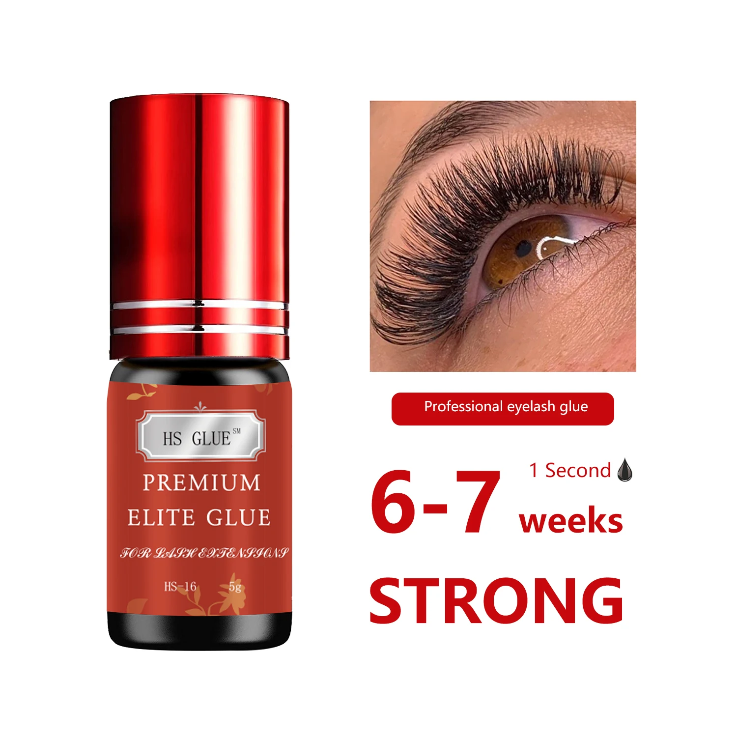 Korea Lash Glue 5g Fast Drying 1s Black HS Glue Elite Cola HS 16 Glue With Eyelash Extension Supplies