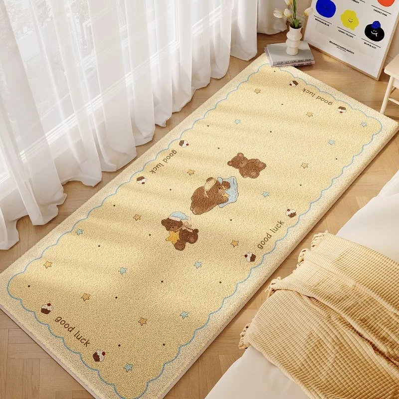Living Room Carpet Cartoon Bear Sherpa Fleece Skin Friendly Bedside Rug Soft Warm for Sofa Area Home Decoration Mat Washable New