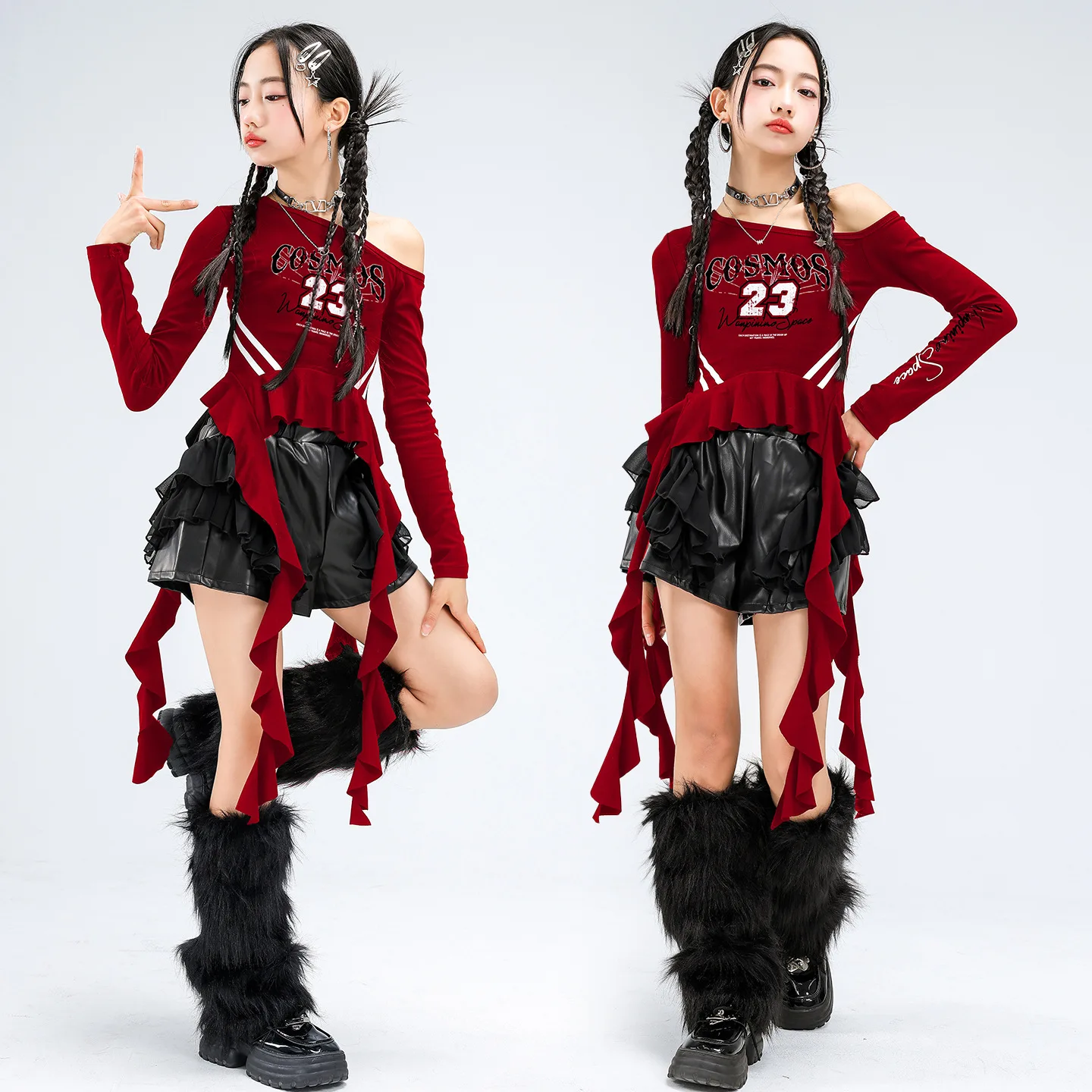 Modern Jazz Dance Costume for Girls Fashion Kpop Street Wear Stage Performance Clothes Group Hip Hop Clothing Concert Wear