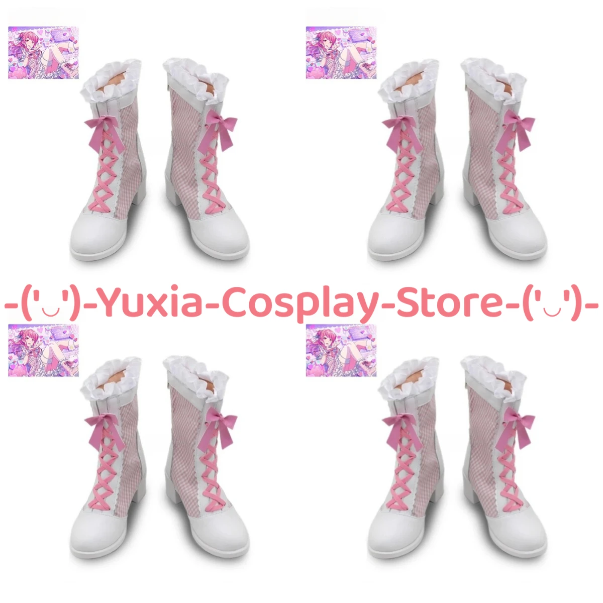 유샤이아코스프레! 반드림! 마루야마 아야 코스프레 신발 애니메이션 게임 캐릭터 소품 PU 가죽 부츠 할로윈 카니발 파티 의상