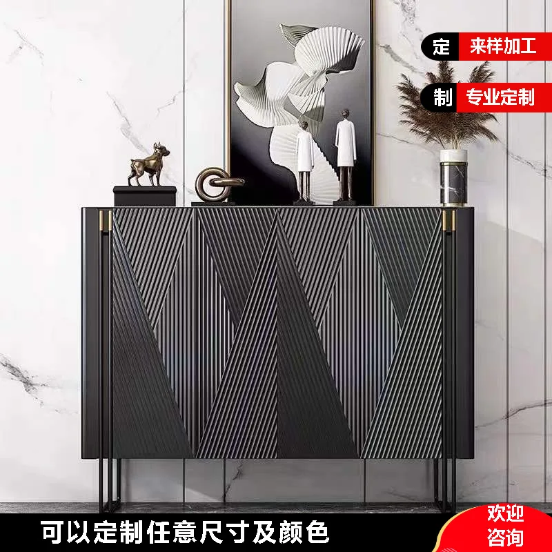 

Italian black household shoe cabinet, modern living room entrance door, porch cabinet, high-end dining side cabinet, corridor ai
