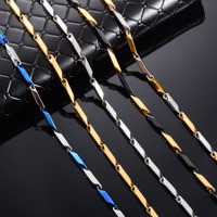 2.5mm/3mm Wide Stainless Steel Bar Link Bamboo Necklace Neck Chain for Women Men's Choker Rock Fashion Metal Jewelry Accessories