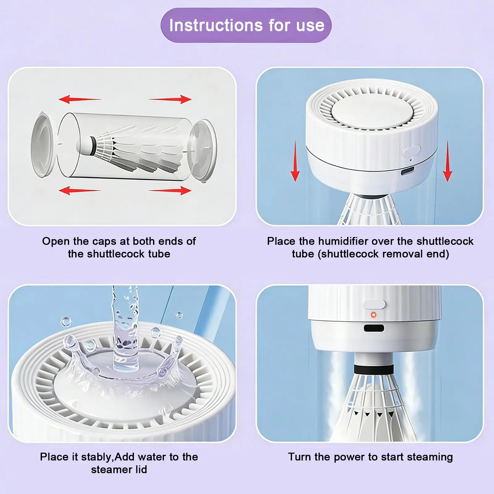 

Badminton Humidifier Rechargeable Dry Burn Protection Portable Badminton Ball Shuttlecock Humidifier For Indoor Outdoor Court