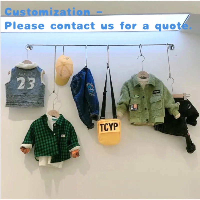 

custom.Kainice Custom Iron Wall-mounted Display Stand Clothing Simple Rail Portable Store Fixture