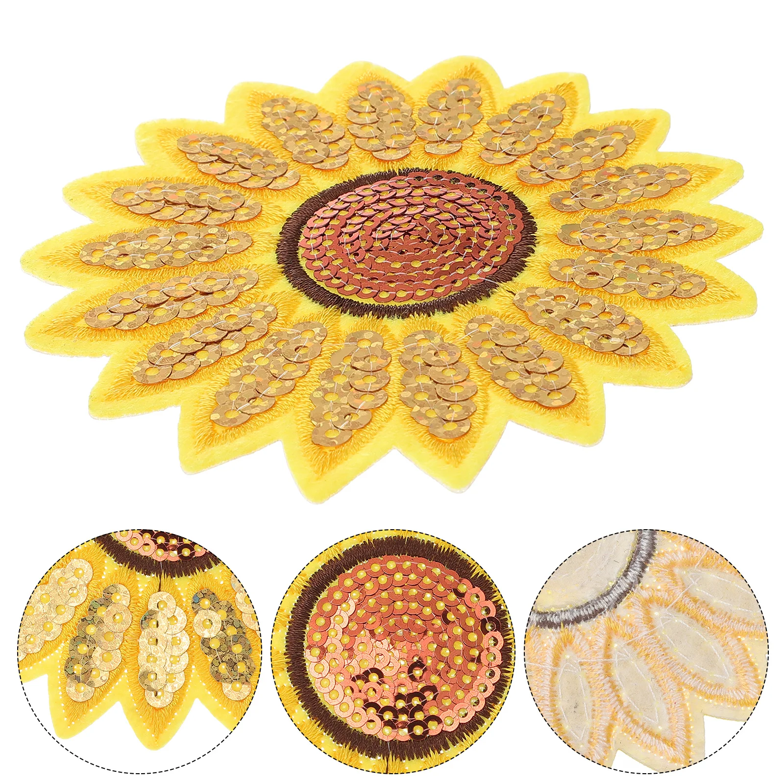 

12Pcs Embroidered Sunflower Patches Decorative Clothing Patch Stickers Iron on Sew on Embroidery Sequins Garment Accessories