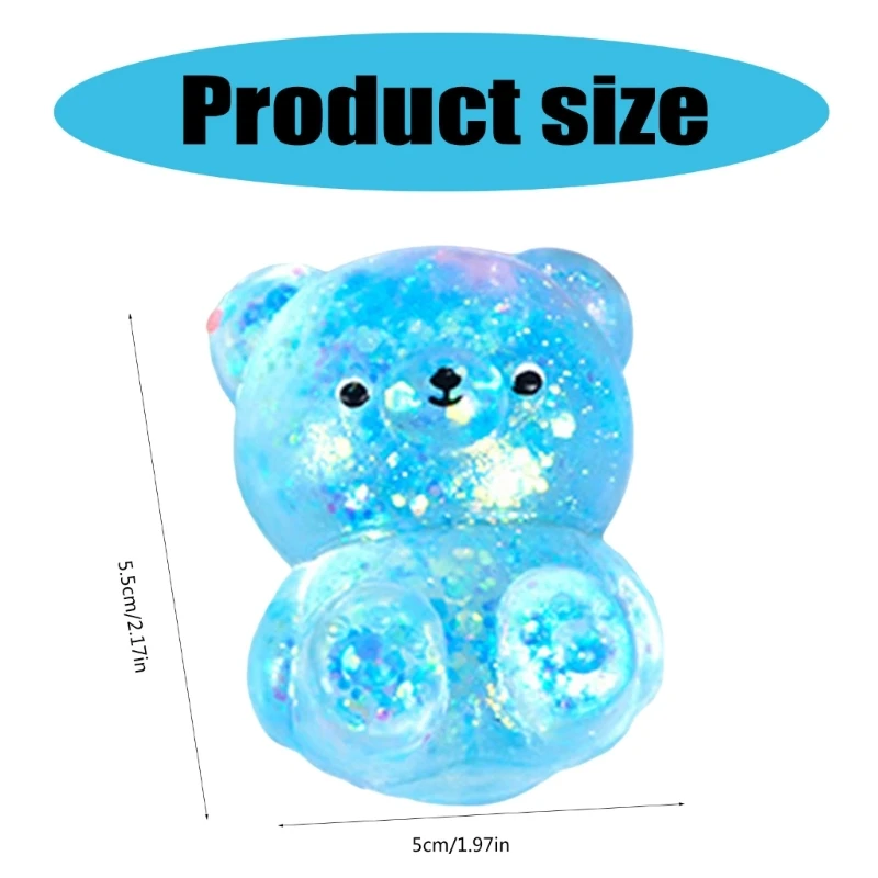 Squeeze Toy Antistress Glittering Powder Bear Toy Soft Stretchy Decompress Handsqueeze Toy for Office Anxiety Reduce