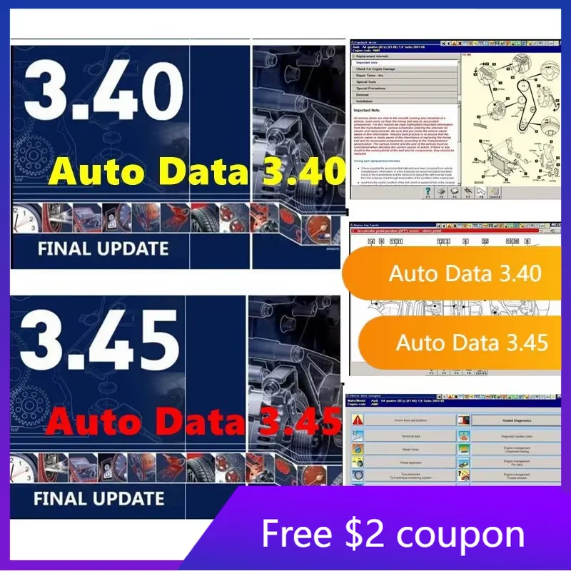 2025 Hot Sale AUTO DATA 3.45 Wiring Diagrams Data Install Video AutoData 3.40 Multi-languages CD USB Drive Auto Repair Software