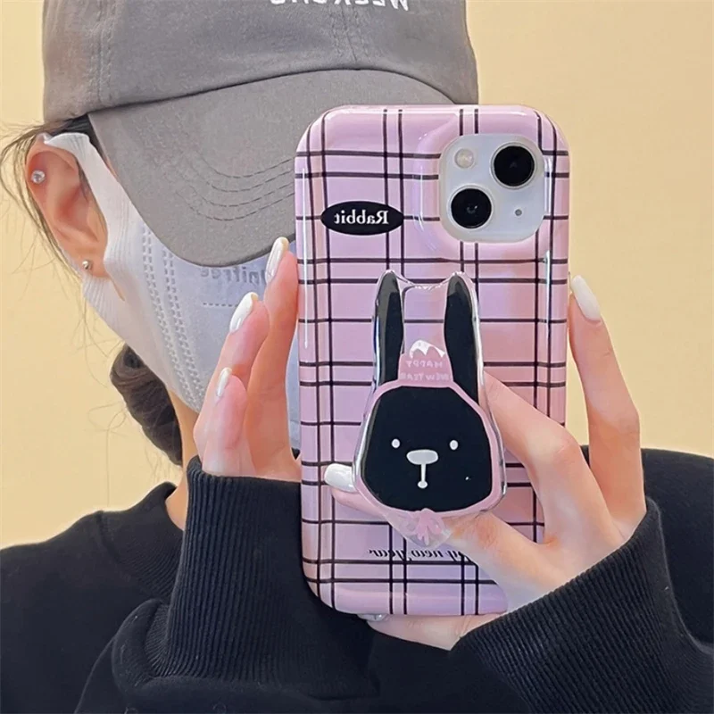 Cute Cartoon Rabbit Finger Ring Holder Korea Griptok Phone Socket for Samsung IPhone Phone Grip Tok Mobile Phone Holder Stand