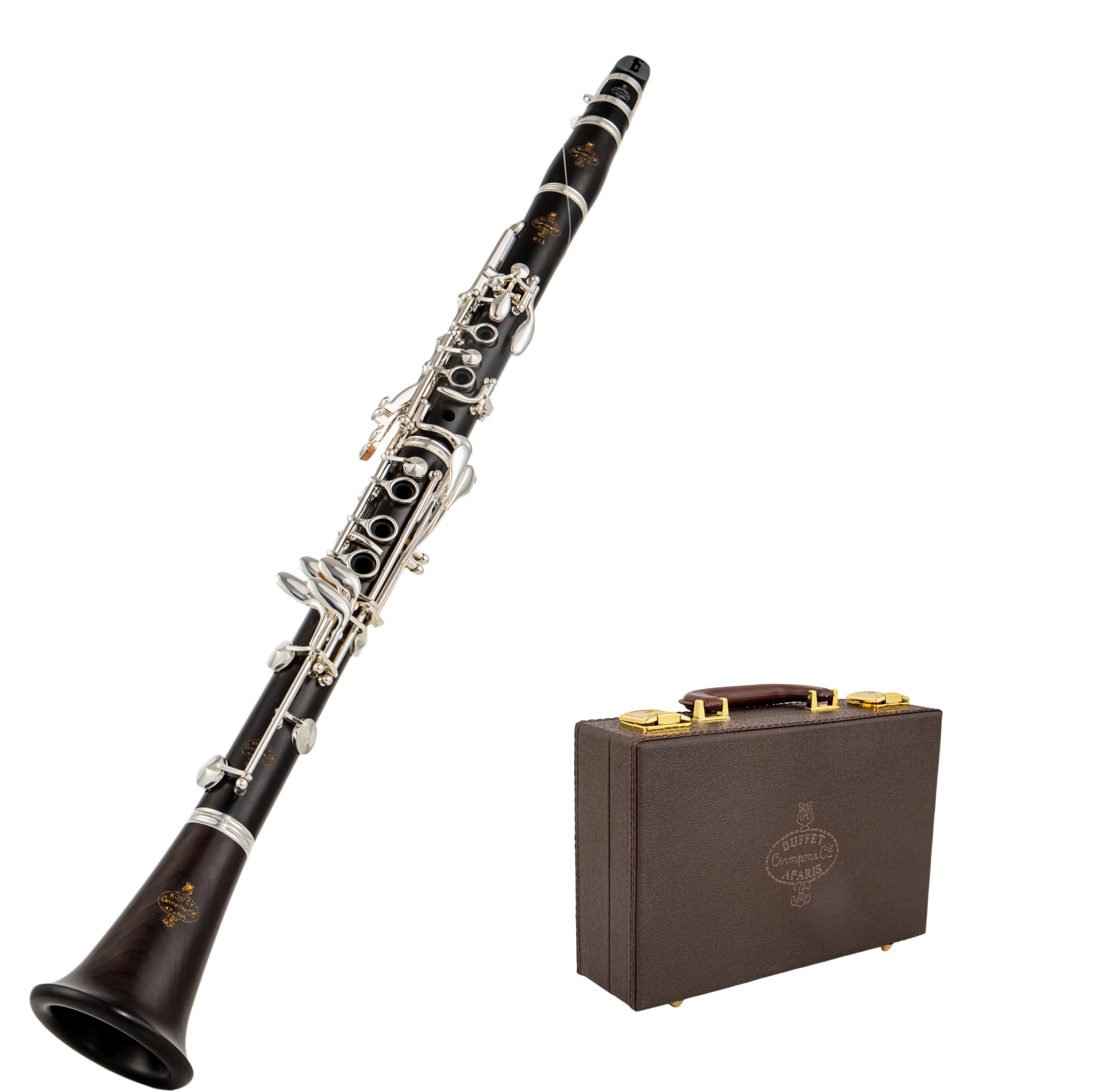 Clarinete Profesional Buffet R13 en Si bemol de Ébano de Primera Calidad, Instrumento de Viento Madera con Estuche de Tubo Negro y Accesorios para Músicos