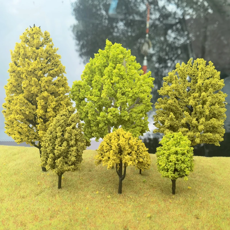 100PCS Miniature Simulation Model Tree Withered Yellow Treepowder Diorama Autumn Tree Model Field Landscape Train Railway Layout