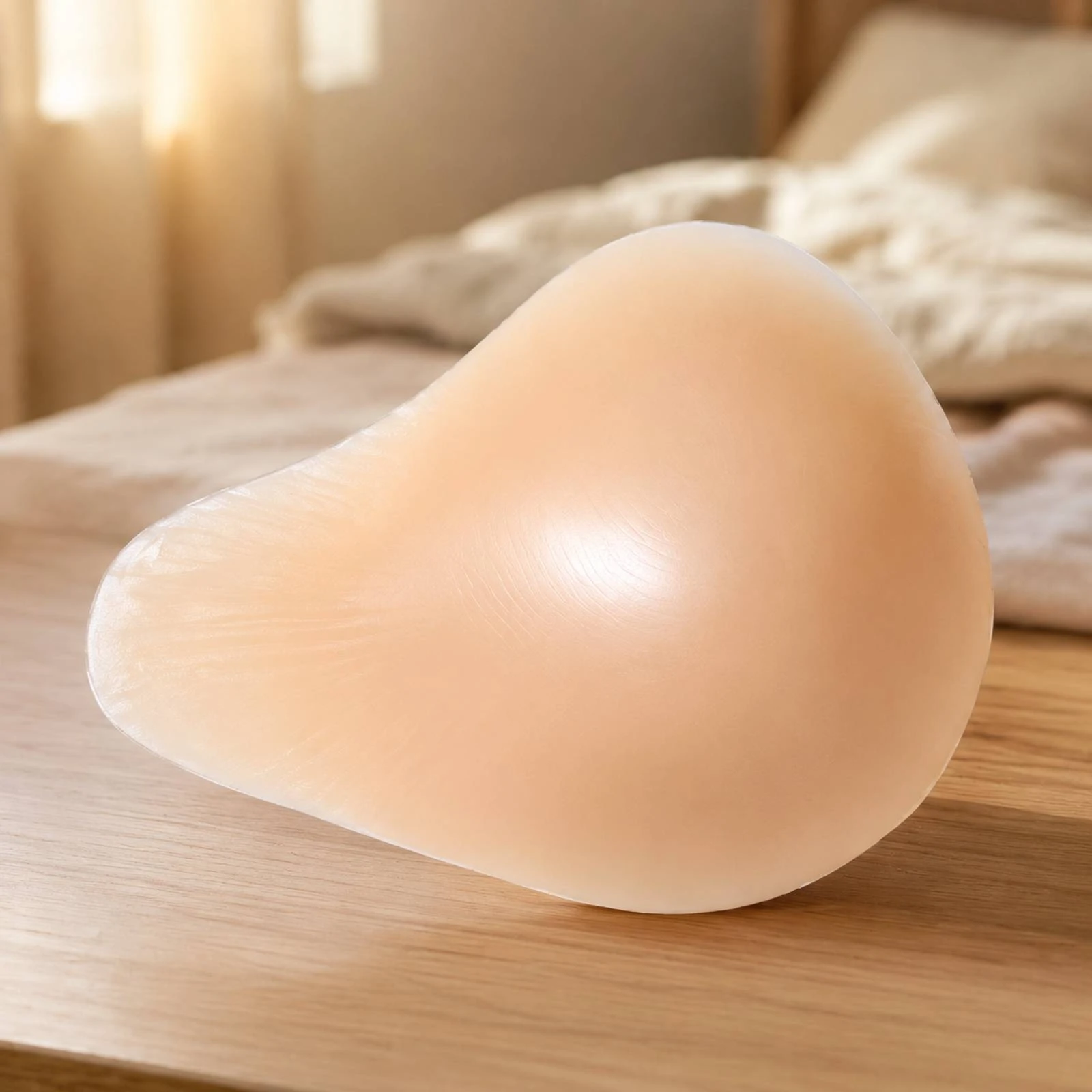 Breast Prosthesis with Spiral-Textured Recessed Area Tapered Edge Flesh-Toned Silicone Breast Prosthesis Soft Comfortable