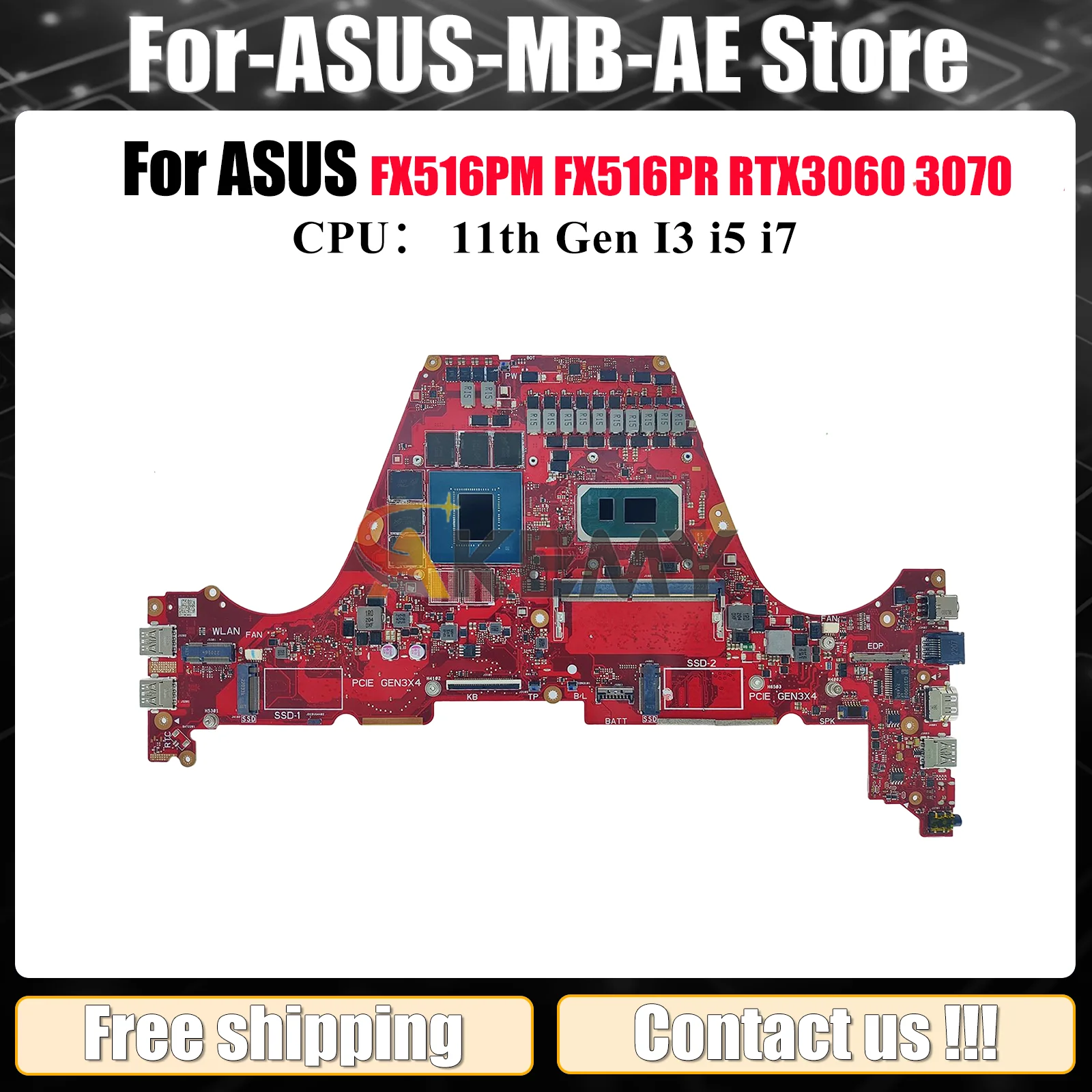 

FX516PR Laptop Motherboard For ASUS TUF Gaming FX516PR FX516PM FX516P Mainboard With 11th Gen I3 i5 i7 100% tests OK fast ship