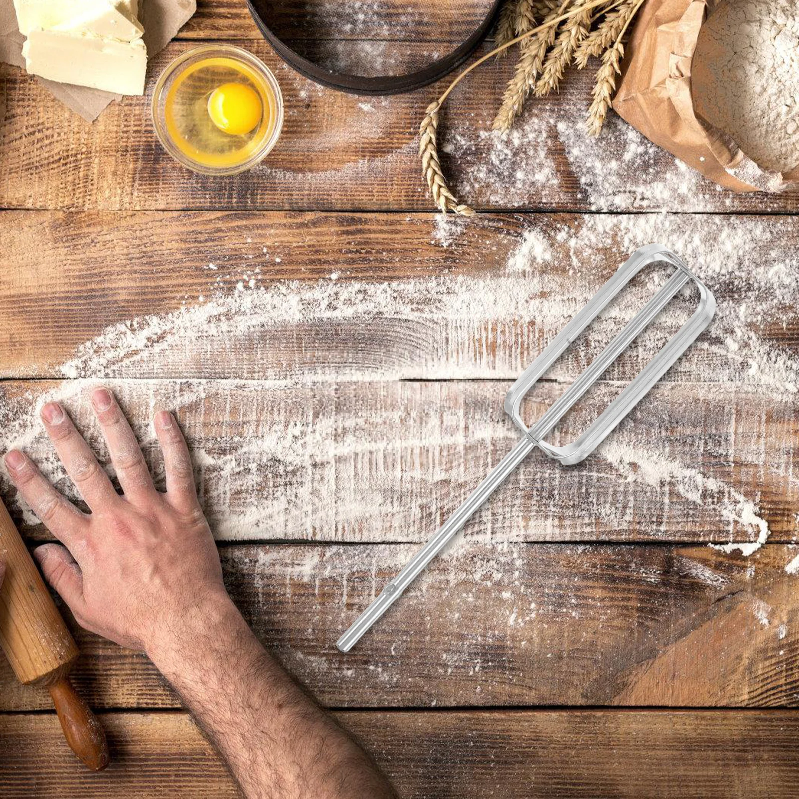 

2Pcs Stirring Rod Extended Thickened Stainless Steel Mixer Attachment for Dough Paste Hot Pot Efficient Mixing