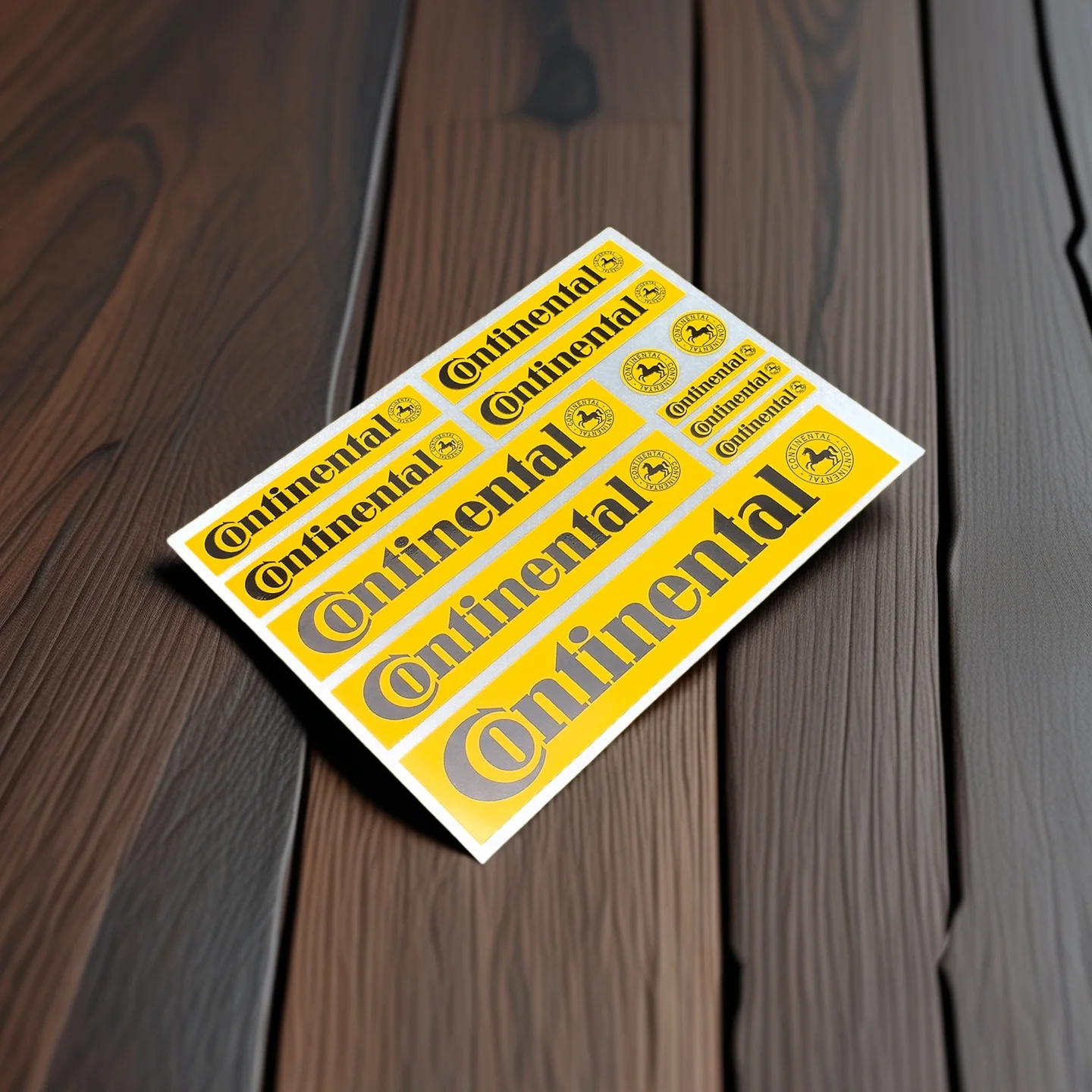 

12Pcs CONTINENTAL Black on Yellow Decal Set Stickers Motorcycle Sticker Car Decals