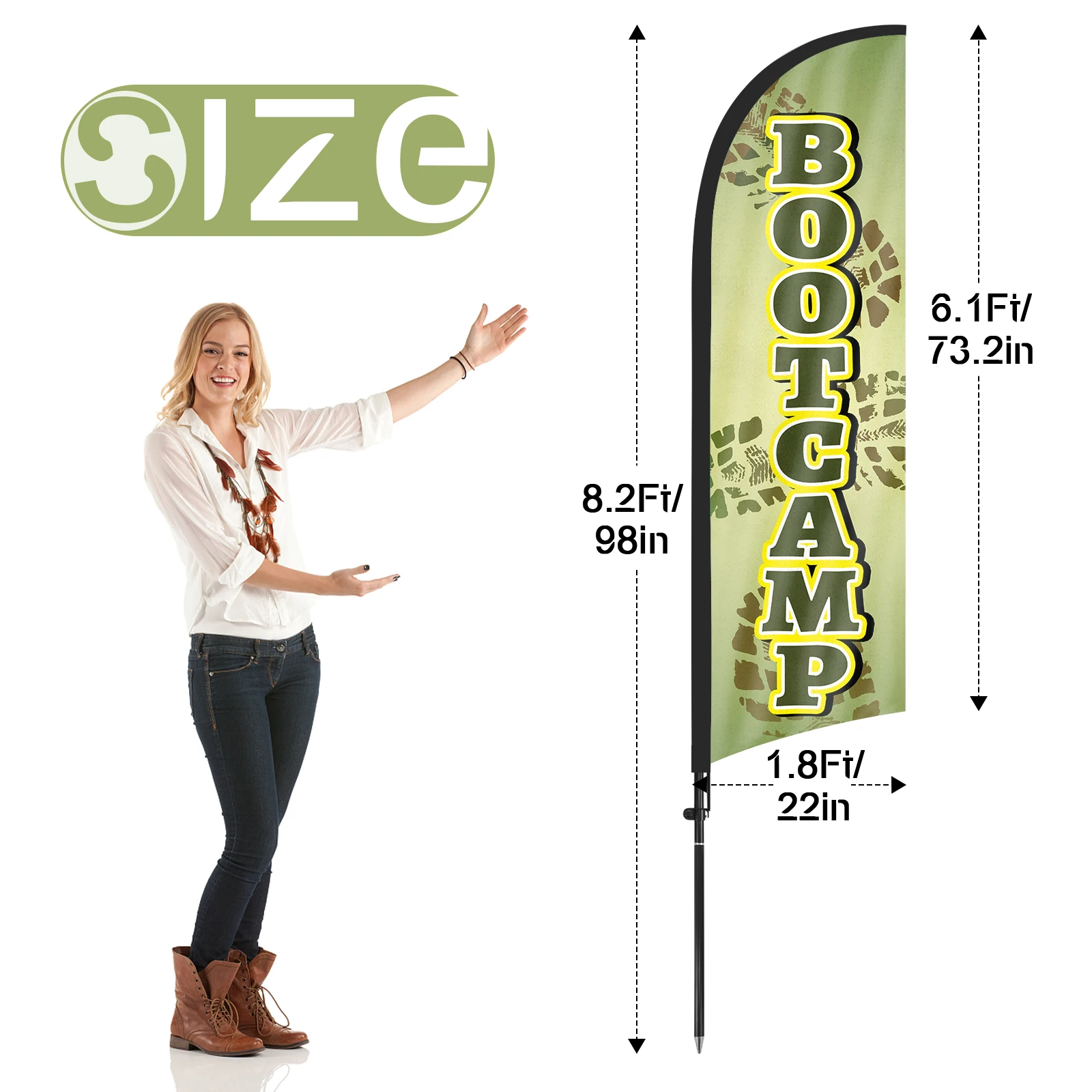 FSFLAG 1PCS 280CM The Boot Camp Feather Flag with Flagpole Advertising Outdoor Banner Decoration for Businesse and Storefront