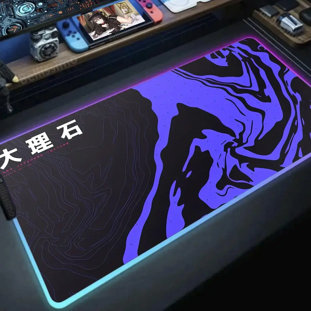 Marble texture Pink art High-end E-sports Mouse Pad Desk mats RGB Gaming Glowing Led Cool Size For E-sports Keyboard Computer