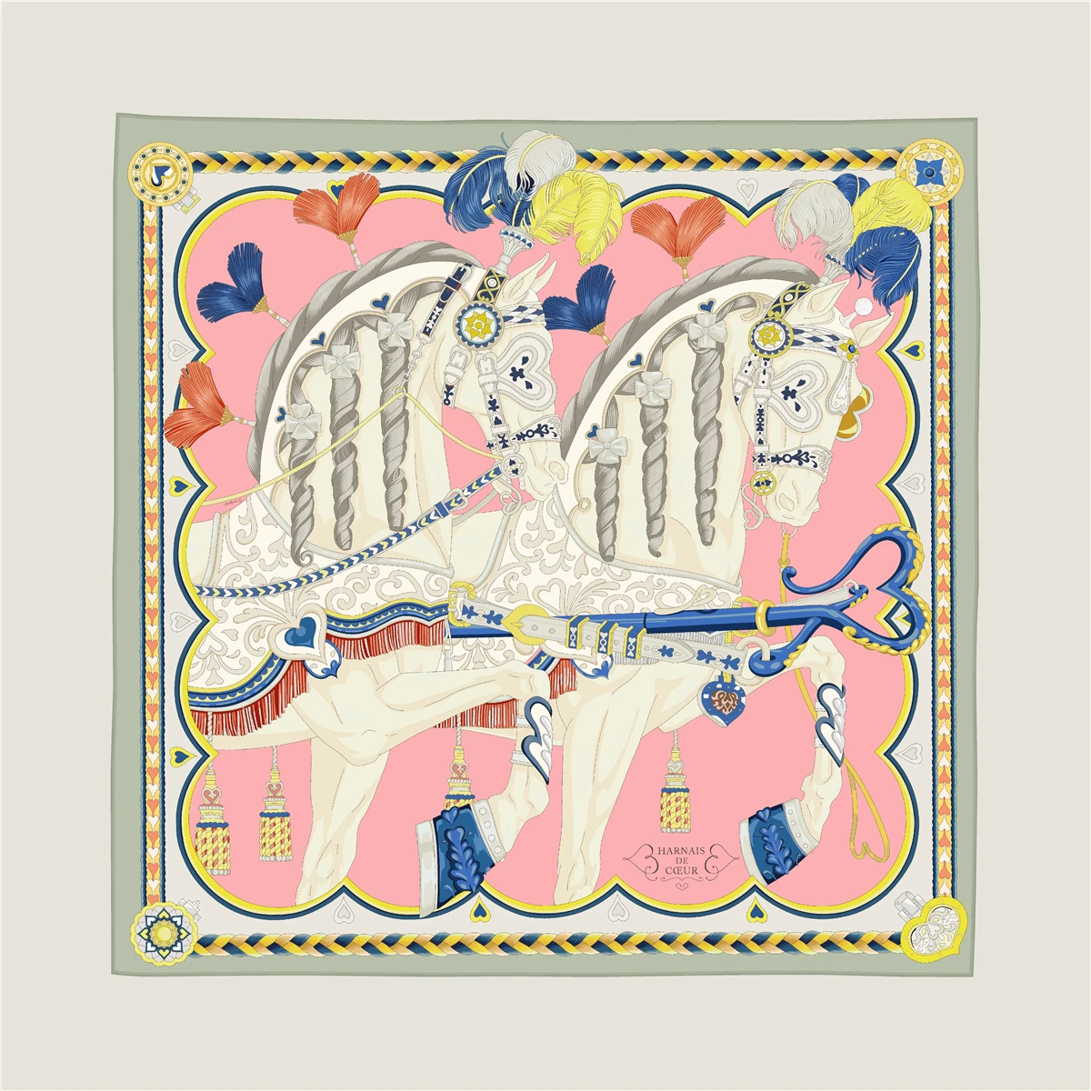 

90 см ручной скрученный саржевый шелковый шарф женский два лошади двойной принт квадратные шарфы обертывания Echarpes платки Femme хиджаб