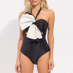 2023 New Fashion Ruffle Color Block One Piece Swimsuit Women Swimwear Beachwear Summer Luxury Monokini Bathing Suit