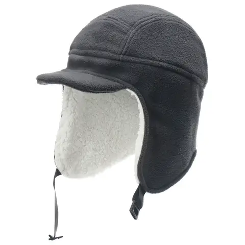 남성용 겨울 베르베르 양털 모자 따뜻한 두꺼운 모피 안감 비니 모자와 챙 따뜻한 귀고리 모자 스키 모자