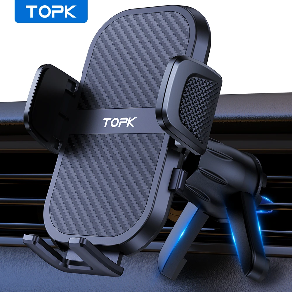 TOPK Autotelefonhalter für Lüftungsschlitze, Metallhaken, Autozubehör für iPhone 17, 16, 15 Pro Max, Samsung S25 Ultra, Handy