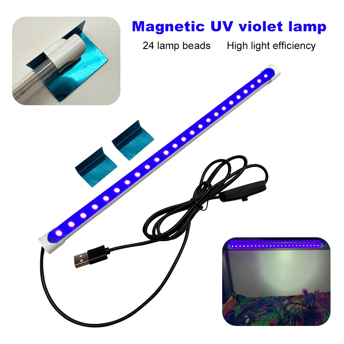 ضوء أسود مغناطيسي 5 فولت، مصباح معالجة بالأشعة فوق البنفسجية 5 وات، مصباح أظافر جاف UVA 39 نانومتر، كاشف أموال، ضوء أسود فلوري مزخرف