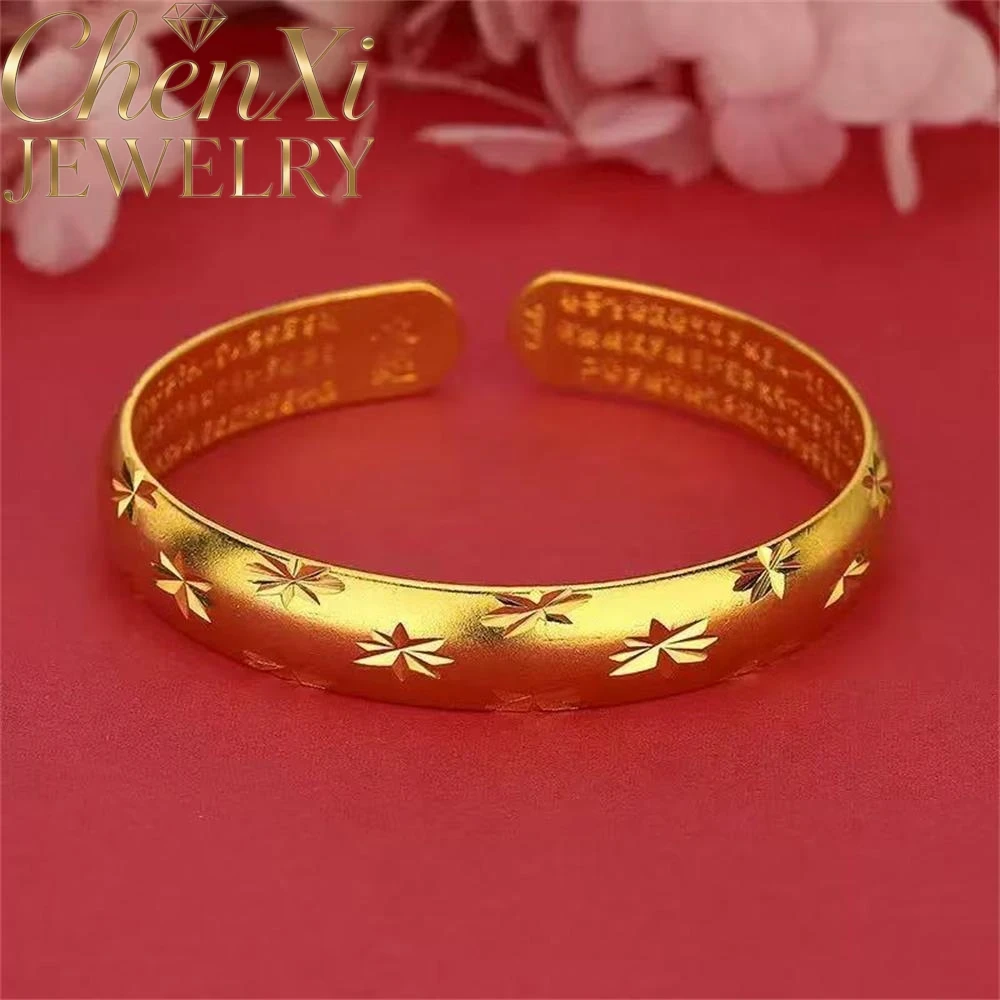 

High-End Sand Gold Starry Sky Pattern Bracelet Luxury Quality Fashion Fine Jewelry Exquisite Elegant Popular Charms Young Gift