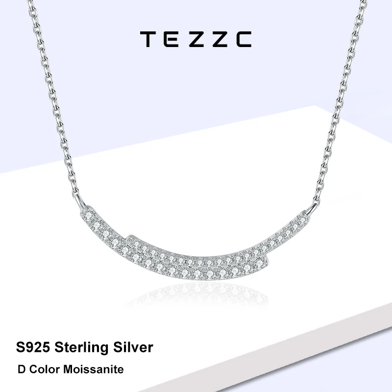 

Tezzc D Color Full Moissanite Pandent Necklace s925 Sterling Silver Plated White Gold With Certified Smile Necklaces for Women