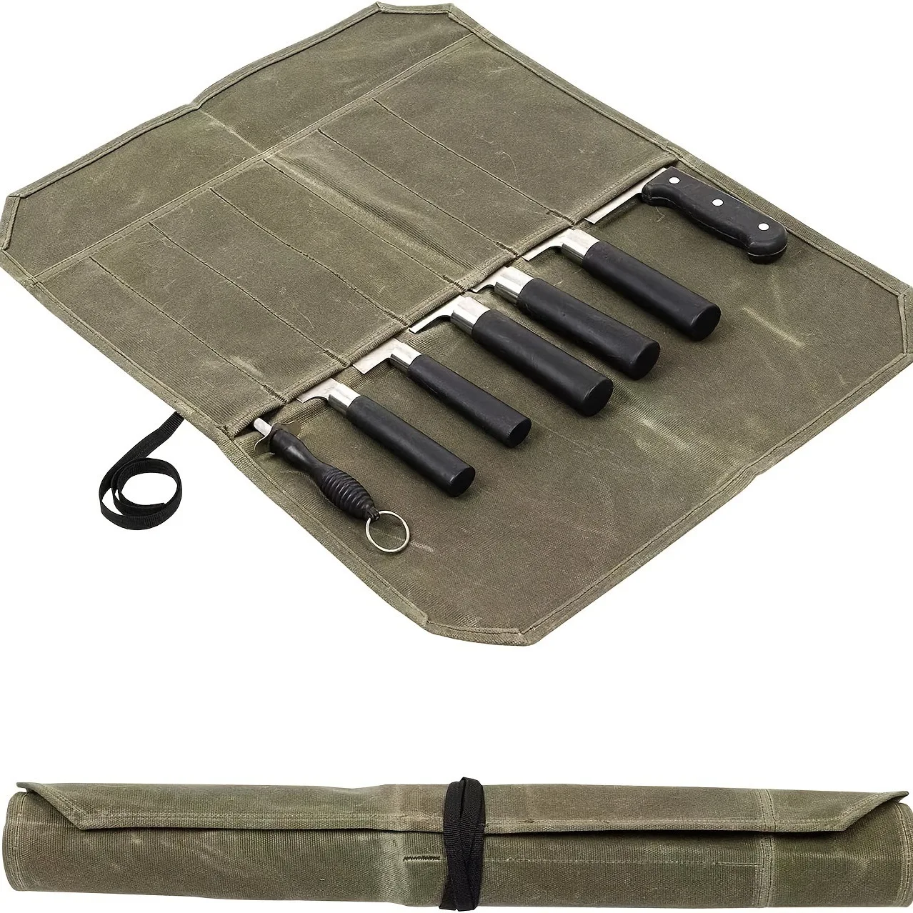 Multifunctional Canvas Professional Chef Knife Roll Bag Portable Chinese Western Cuisine Knife Storage Bag Camping Kitchen Tool