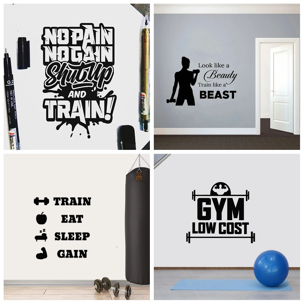 GYM Self Adhesive Vinyl Waterproof Wall Art Decal Wall Stickers Waterproof Wallpaper