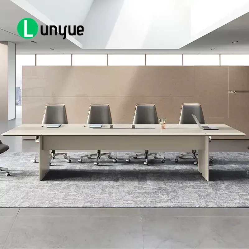 Modern Melamine Conference Table with Power Sockets Modular Eco Friendly Durable Long Desk for Office Meeting Room School