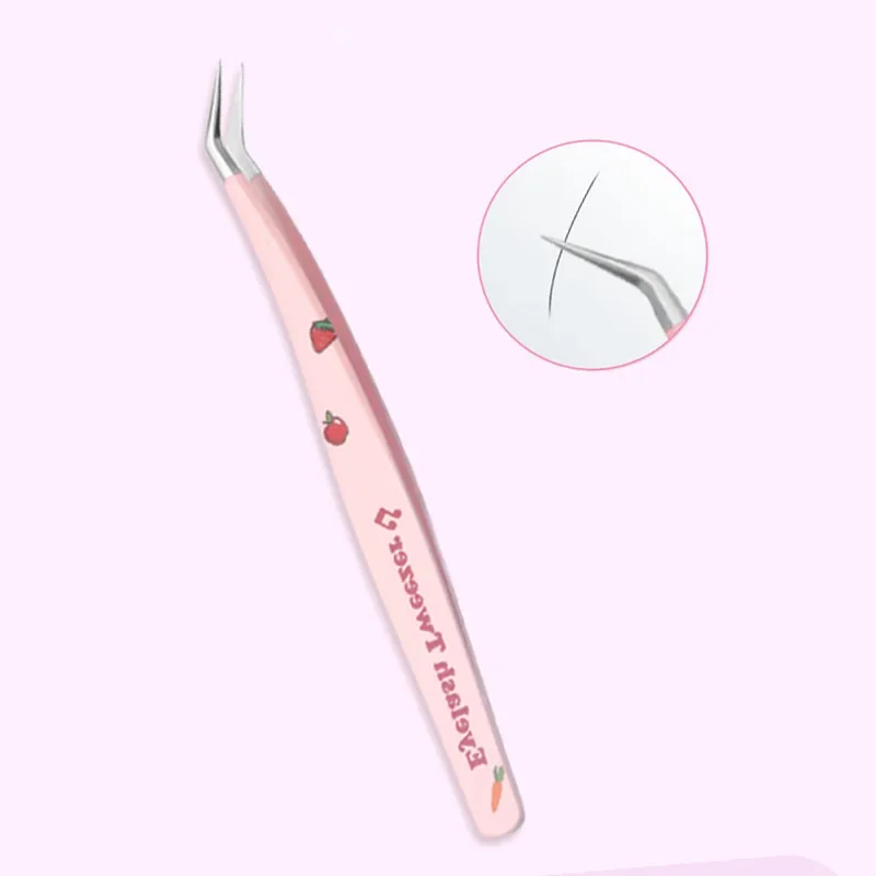 6 Types False Eyelash Tweezers Stainless Steel Anti-static Pincet Curved Strip 3D Lashes Extension Tweezer Makeup Tools