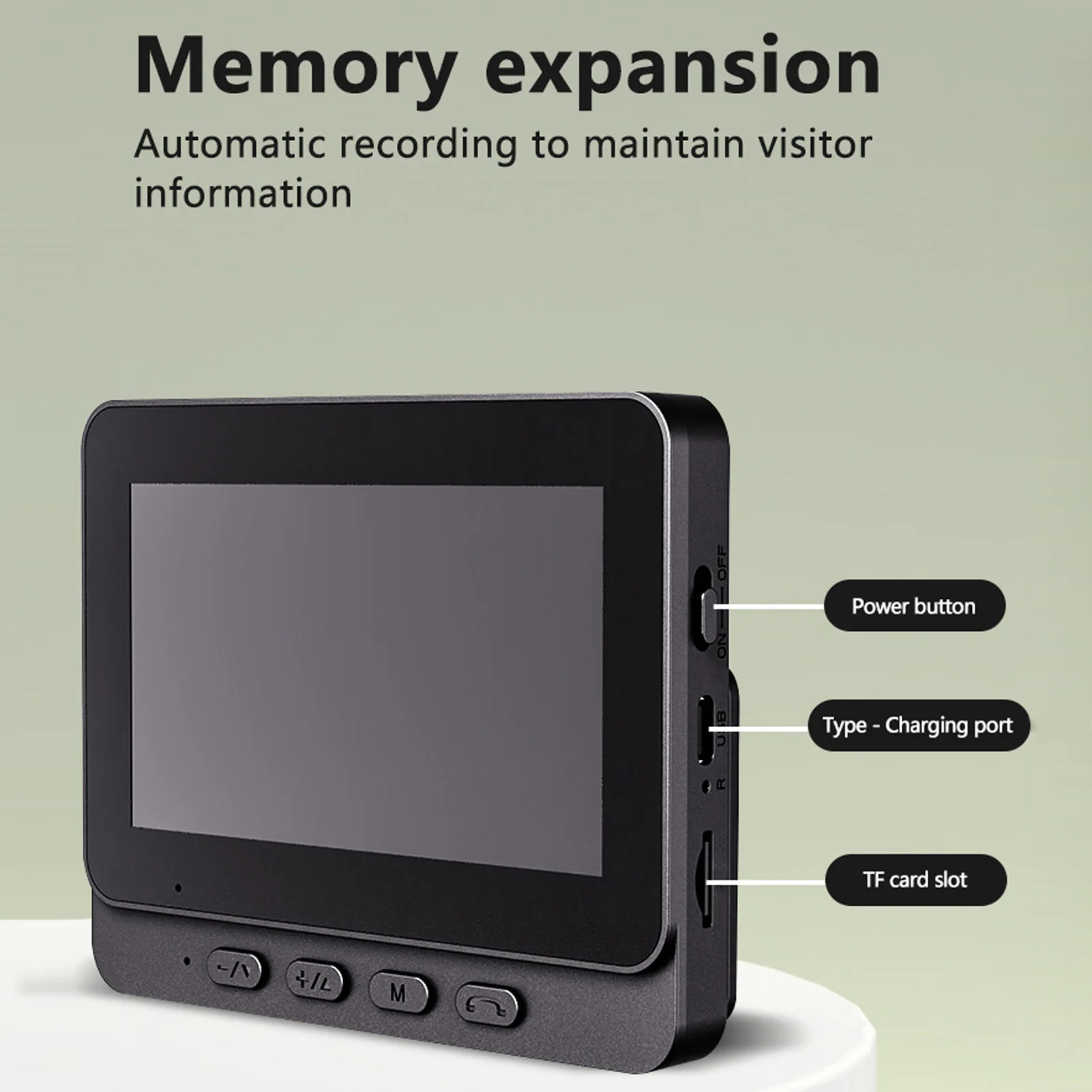 Smart Doorbell Smart Wireless Video Doorbell 4.3 Inch Screen 170° Wide Angle 2 Way Intercom Auto Recording Security Doorbell