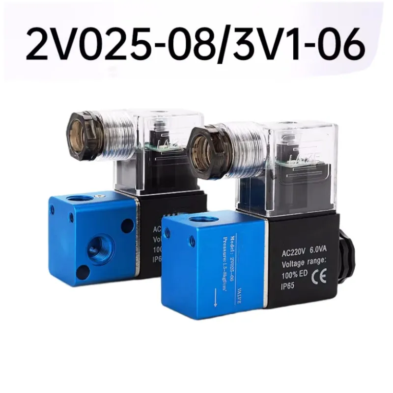 

Pneumatic Valve 2V025-08 Two-Position Two-Way Electromagnetic Valve, One Inlet One Outlet. 220V Coil 12V Control Reversing Valve
